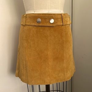 Tan Ochre Suede Lather Mini Skirt with matching Belt